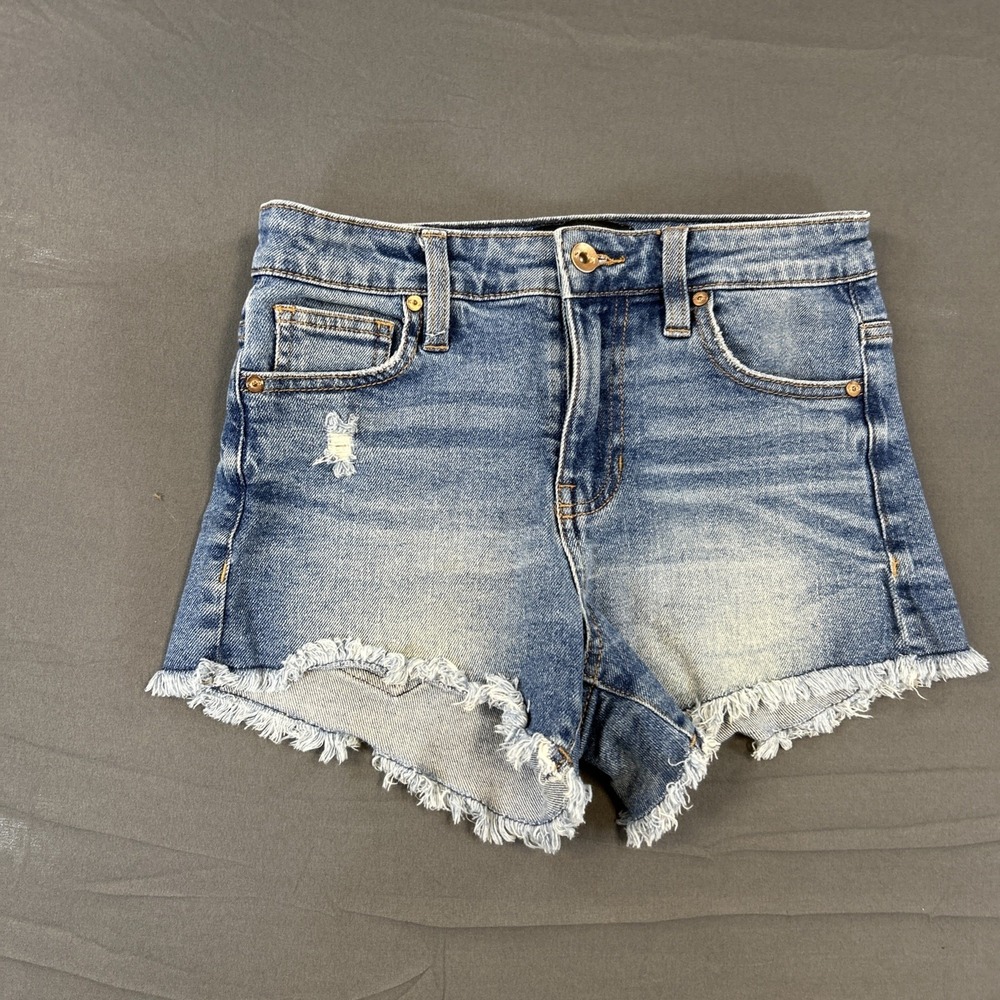 Kendall + Kylie Drifter Highrise' Size 1 w25 Blue Denim High Rise Cut-off Shorts